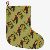 Een patrijs in een perenboom uitgesneden stencil r grote kerstsok (Voorkant)