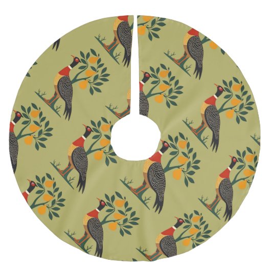 Een patrijs in een perenboom uitgesneden stencil r kerstboom rok (Voorkant)