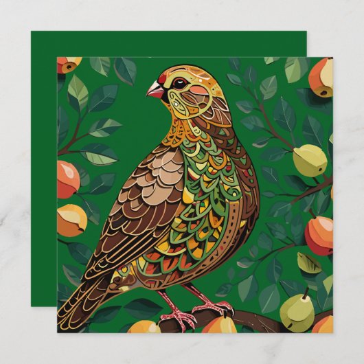 Een patrijs in een perenboom uitgesneden stencil-s kaart (Voorkant / Achterkant)