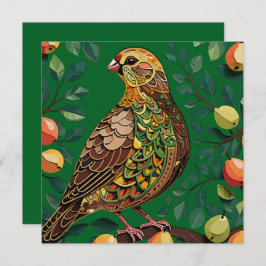 Een patrijs in een perenboom uitgesneden stencil-s kaart