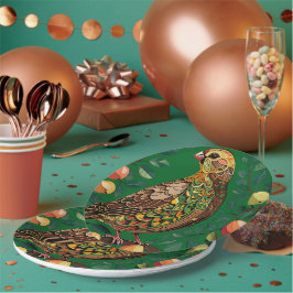 Een patrijs in een perenboom uitsnede sjabloon-sti papieren bordje