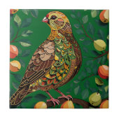 Een patrijs in een perenboom uitsnede sjabloon-sti tegeltje (Voorkant)