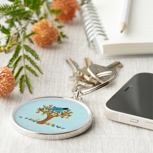 Een patrijs in een Sleutelhanger met perenbomen (Zijkant)