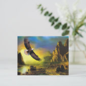 Een patriottisch design met Bald Eagle Flying High Briefkaart (Staand voorkant)
