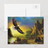 Een patriottisch design met Bald Eagle Flying High Briefkaart (Voorkant / Achterkant)