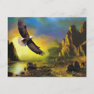Een patriottisch design met Bald Eagle Flying High Briefkaart