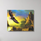Een patriottisch design met Bald Eagle Flying High Canvas Afdruk (Voorkant)