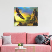 Een patriottisch design met Bald Eagle Flying High Canvas Afdruk (Insitu (Woonkamer))