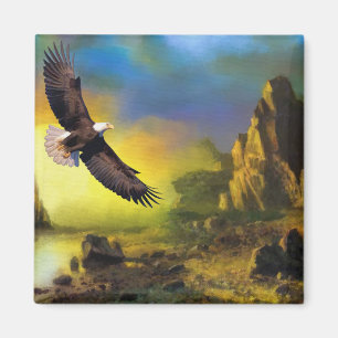 Een patriottisch design met Bald Eagle Flying High Magneet