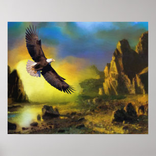 Een patriottisch design met Bald Eagle Flying High Poster