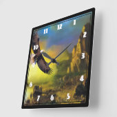 Een patriottisch design met Bald Eagle Flying High Vierkante Klok (Hoek)