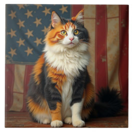 Een patriottische kat tegeltje
