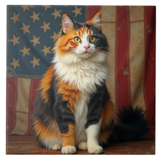 Een patriottische kat tegeltje
