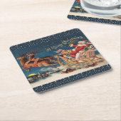 Een patriottische Santa Vrolijk Kerstfeest Onderze Kartonnen Onderzetters (Schuin)