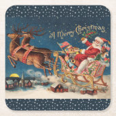 Een patriottische Santa Vrolijk Kerstfeest Onderze Kartonnen Onderzetters (Voorkant)