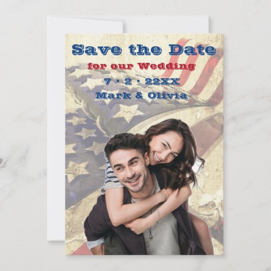 Een patriottische Save The Date plat kaart (Voorkant)