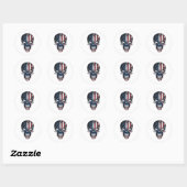 Een patriottische schedel ronde sticker (Vel)