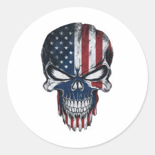 Een patriottische schedel ronde sticker