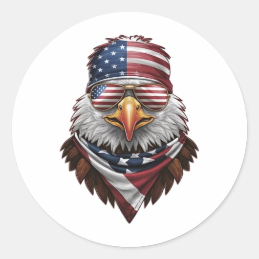 Een patriottische zeearend ronde sticker (Voorkant)
