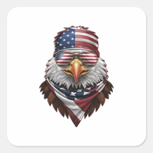 Een patriottische zeearend vierkante sticker (Voorkant)