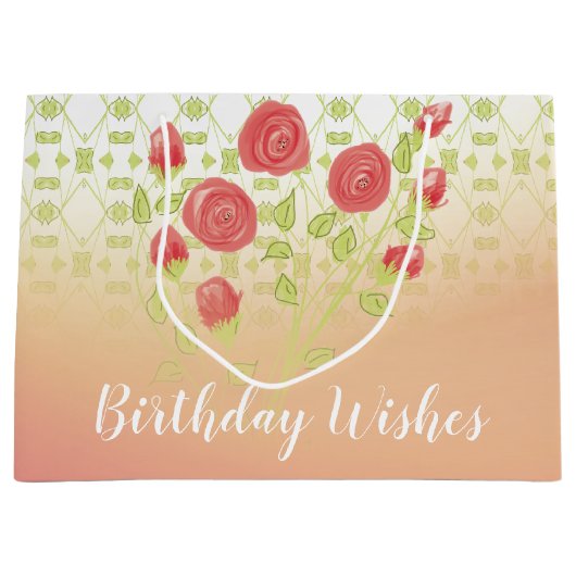 Een  Patroon Grote Verjaardag Groot Cadeauzakje (Voorkant)