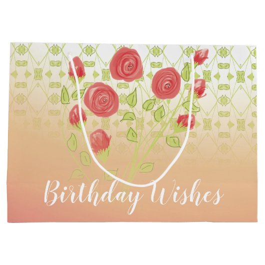 Een  Patroon Grote Verjaardag Groot Cadeauzakje (Achterkant)