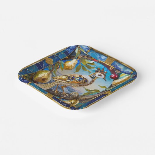 Een patroon in een perenboom papieren bordje (Gebogen)