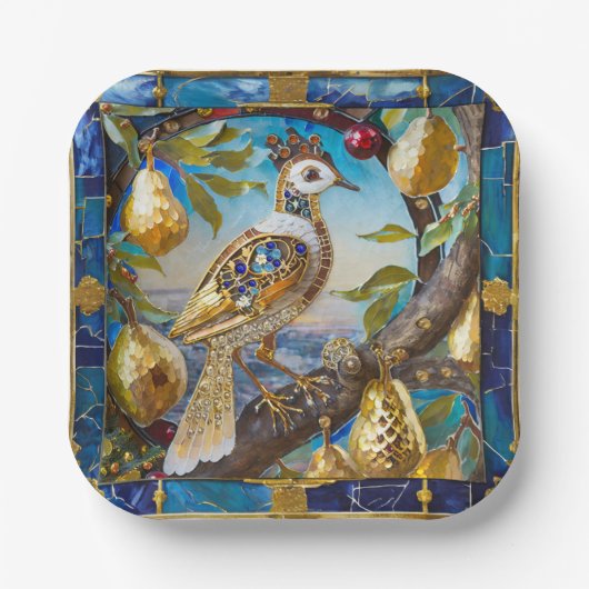 Een patroon in een perenboom papieren bordje (Voorkant)