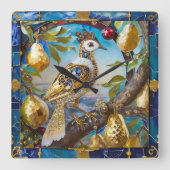 Een patroon in een perenboom vierkante klok (Voorkant)