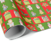 Een patroon met kersttekeningen cadeaupapier (Rol Hoek)