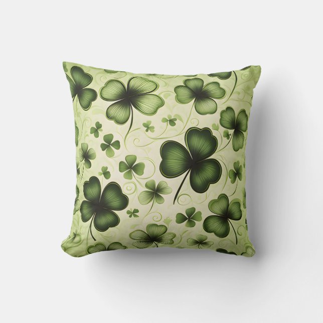Een patroon Shamrocks en Klavers Kussen (Voorkant)