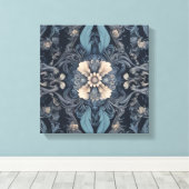 Een patroon van bloemen en bladeren  canvas afdruk (Insitu (Houten vloer))