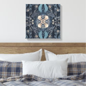 Een patroon van bloemen en bladeren  canvas afdruk (Insitu (Slaapkamer))