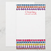 Een patroon van gepersonaliseerde vruchten en bloe briefpapier (Voorkant / Achterkant)