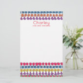 Een patroon van gepersonaliseerde vruchten en bloe briefpapier (Staand voorkant)