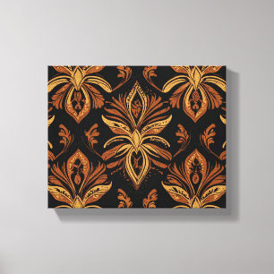 Een patroon van gouden en bruine bloemen canvas afdruk