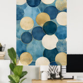 Een patroon van overlappende cirkels in tinten bla poster (Thuiskantoor)