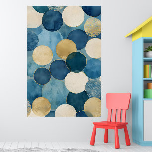 Een patroon van overlappende cirkels in tinten bla poster