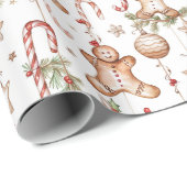 Een patroon van peperkoek, snoepstokken en sterren cadeaupapier (Rol Hoek)