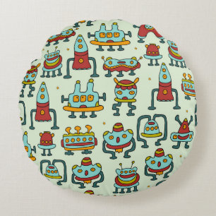 Een patroon van robots - aliens. illustratie. rond kussen