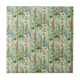 Een patroon van Waterverf Mallow Flowers Tegeltje