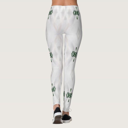 Een patroon van witte sneeuw en kerstlint leggings (Achterkant)
