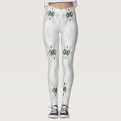 Een patroon van witte sneeuw en kerstlint leggings (Voorkant)