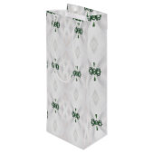 Een patroon van witte sneeuw en kerstlint wijn cadeautas (Achterkant Gekanteld)