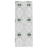 Een patroon van witte sneeuw en kerstlint wijn cadeautas (Achterkant)