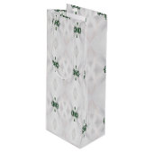 Een patroon van witte sneeuw en kerstlint wijn cadeautas (Voorkant Gekanteld)