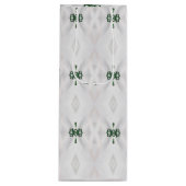 Een patroon van witte sneeuw en kerstlint wijn cadeautas (Voorkant)