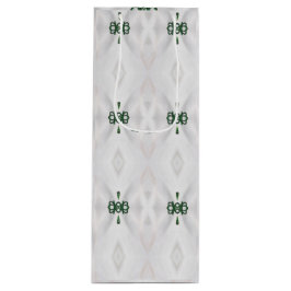 Een patroon van witte sneeuw en kerstlint wijn cadeautas