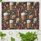 Een patroon voor bier- en zeevruchtenliefhebbers. theedoek (Gevouwen)