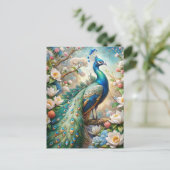 Een pauw briefkaart (Staand voorkant)